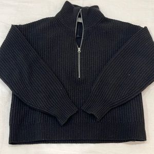 Everlane The Felted Merino Half Zip Sweater Black
